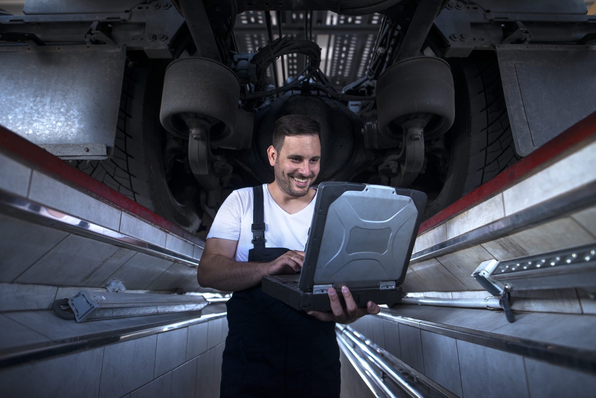 Aircraft maintenance engineer reviewing technical documentation