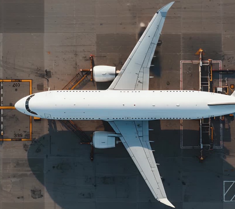 Aircraft parked in storage